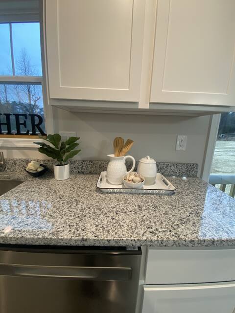 Kitchen island with granite countertop