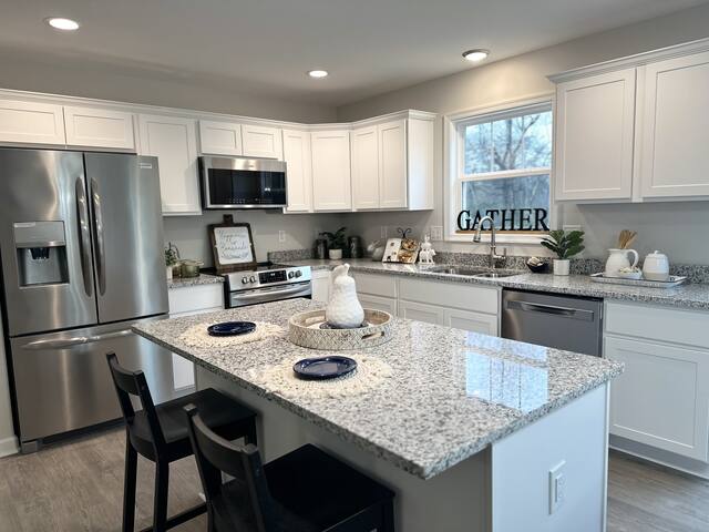 Renovated kitchen with stainless appliances